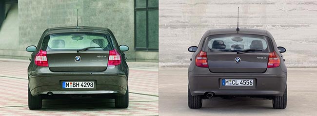 Сравнение-BMW-E87-до-(слева)-и-после-(справа)-рестайлинга