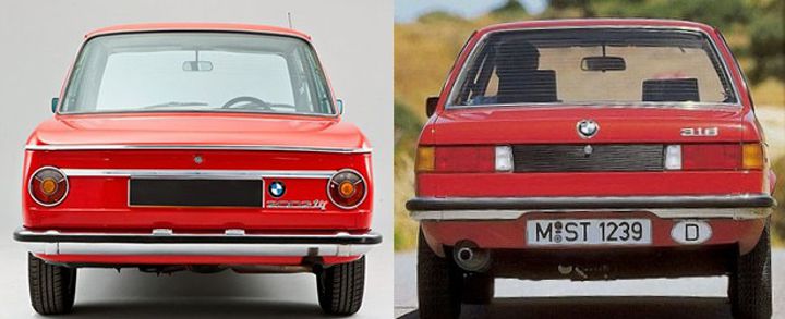 BMW E10 vs E21 - вид сзади
