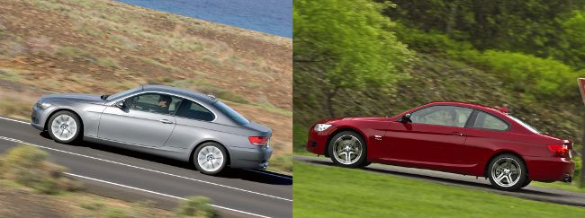 BMW E92 до и после рестайлинга - вид сбоку