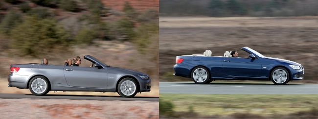 BMW E93 до и после рестайлинга - вид сбоку