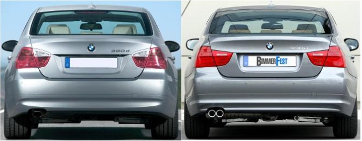 BMW E90 - отличия седана - до и после рестайлинга LCI
