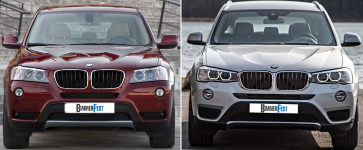 BMW X3 F25 - vs LCI - спереди